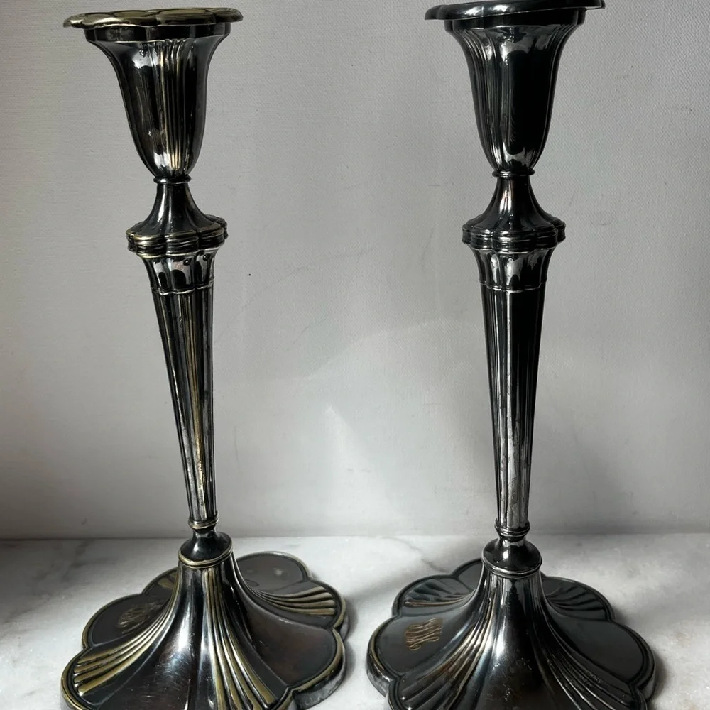 Vintage antique Gorham 11” 0200 silver solder Candlesticks candle holders holder